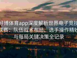 好博体育app深度解析世界电子竞技联赛：队伍战术布局、选手操作精妙与每局关键决策全记录
