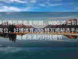 季后赛形势愈发明朗，WBG 冲击前四席位，好博体育app 特写揭秘选手间暗潮汹涌的对线细节