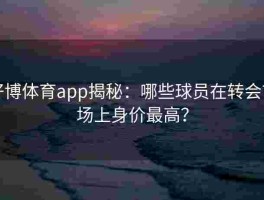 好博体育app揭秘：哪些球员在转会市场上身价最高？